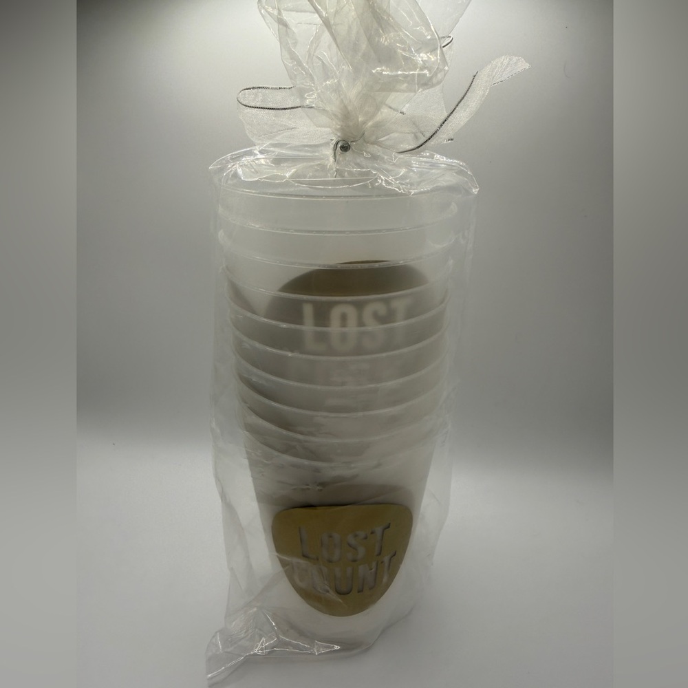 Set of 10 "Lost Count" Reusable Hard Plastic Birthday Party Cups – Frosted Gold